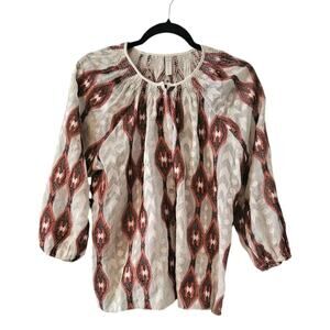 Anthropologie Socompa Peasant Blouse by Line & Dot Size SM Puff Sleeves READ